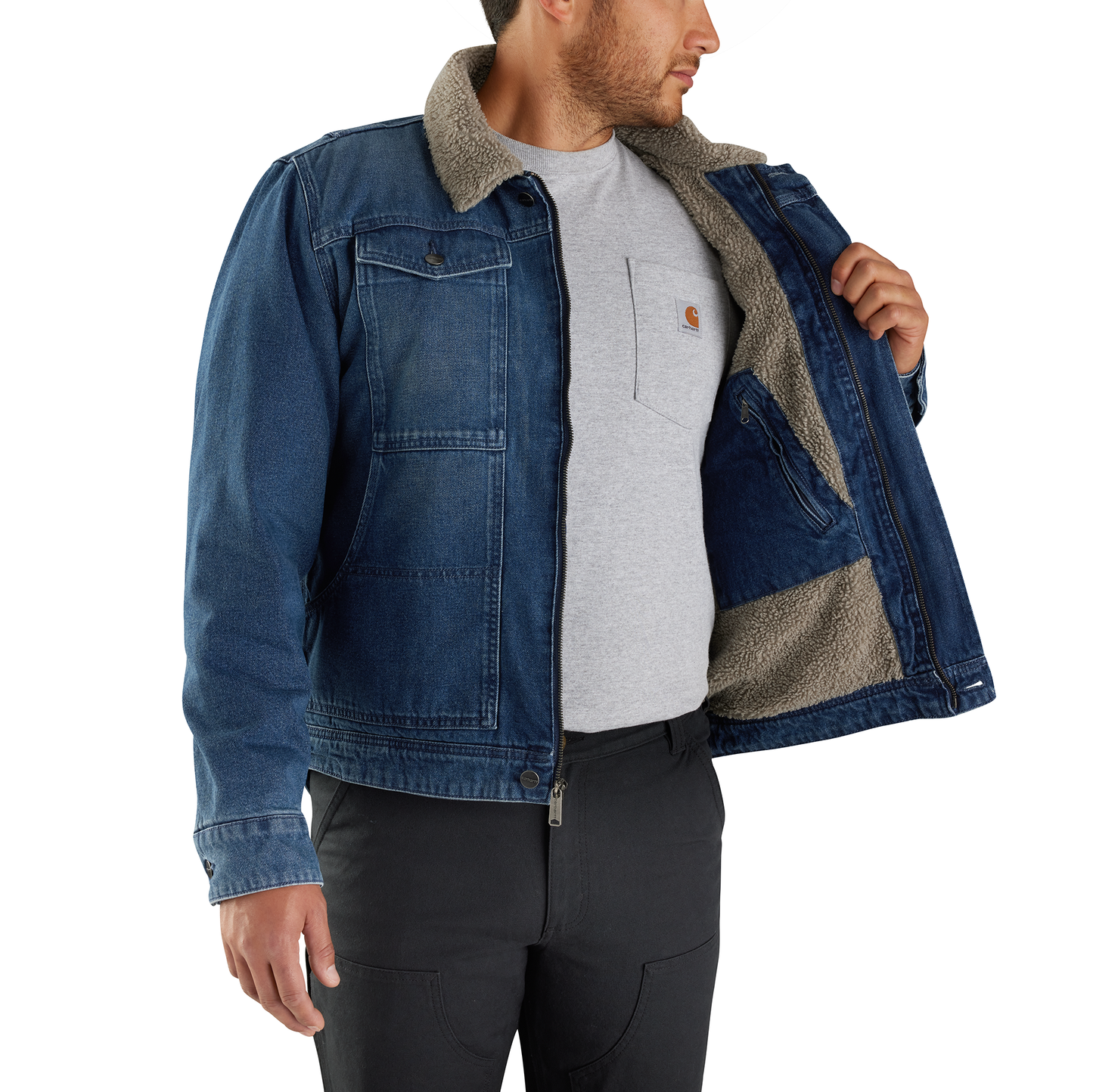 CARHARTT - DENIM SHERPA LINED JACKET - 105478