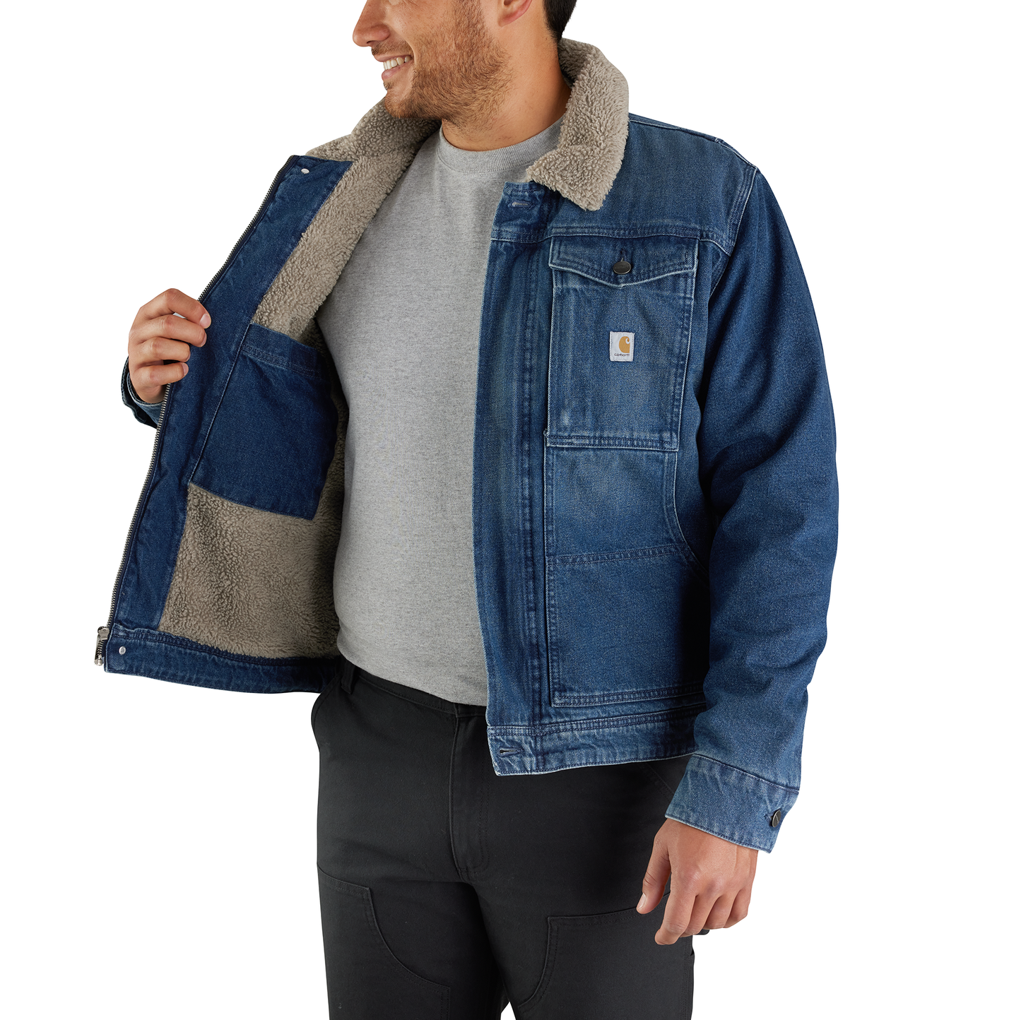 CARHARTT - DENIM SHERPA LINED JACKET - 105478