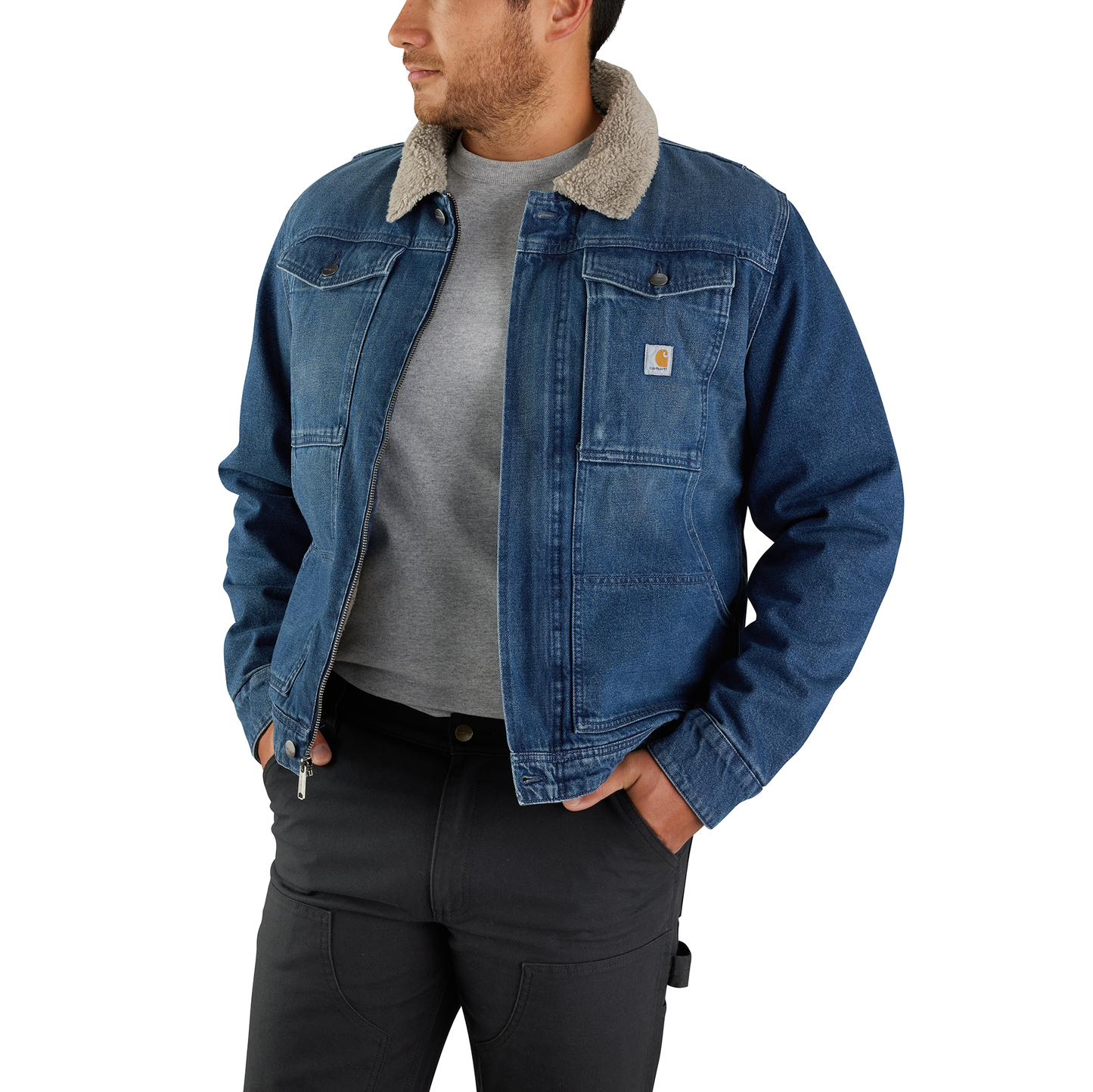 CARHARTT - DENIM SHERPA LINED JACKET - 105478