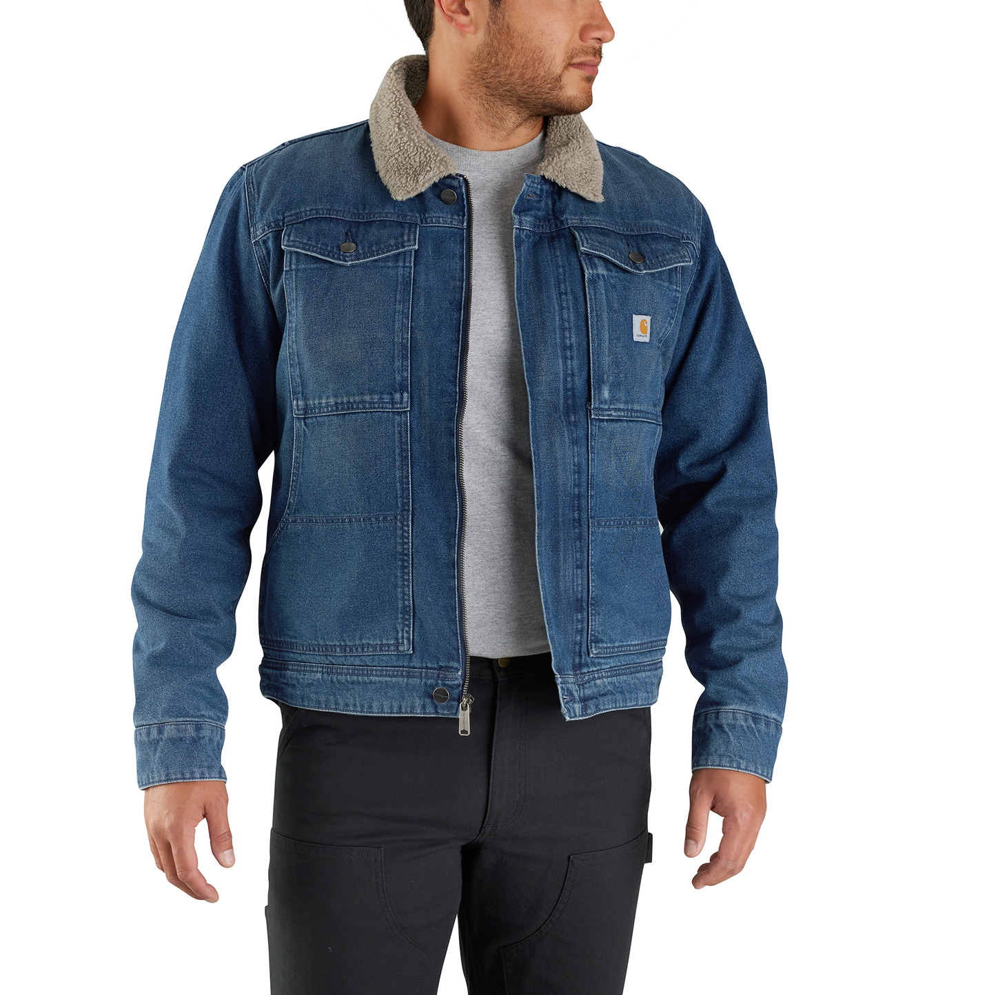CARHARTT - DENIM SHERPA LINED JACKET - 105478