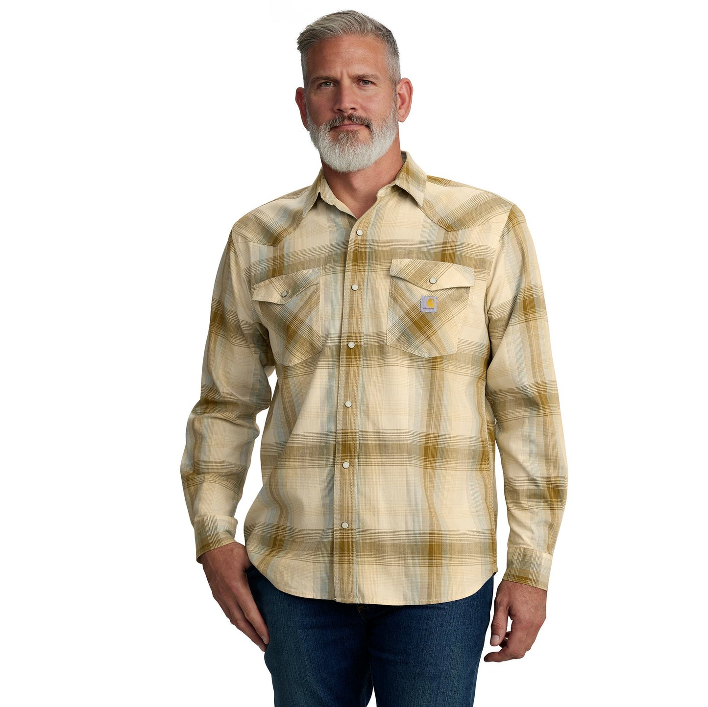 CARHARTT - MONTANA RUGGED FLEX RELAXED FIT LIGHTWEIGHT LONG-SLEEVE SNAP-FRONT PLAID SHIRT - 106756