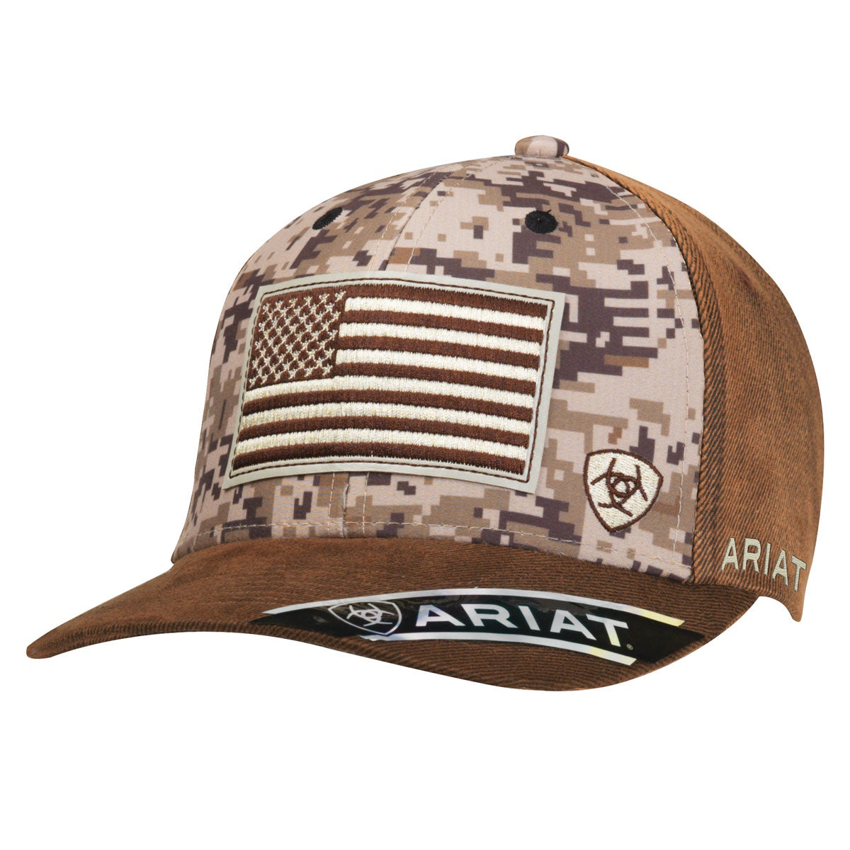 M&F - ARIAT BROWN DIGI CAM US FLAG SNAPBACK - 15094156