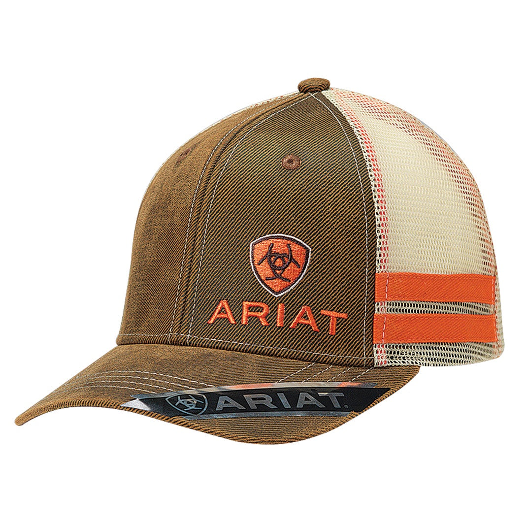 M&F - ARIAT OILSKIN & ORANGE STRIPE OFFSET SHIELD