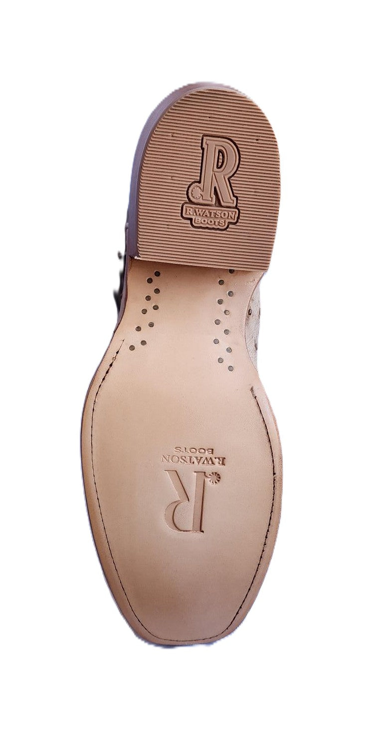 * R. WATSON - 13" SAND BRUCIATO FQ / TUSCANY MEIL COWHIDE FULL QUILL OSTRICH - RW4515-1