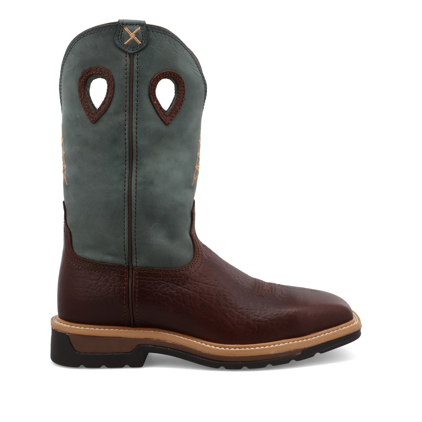 TWISTED X - 12" WESTERN BOOT - OILED COGNAC & BLUE (STEEL TOE) - MLCS006