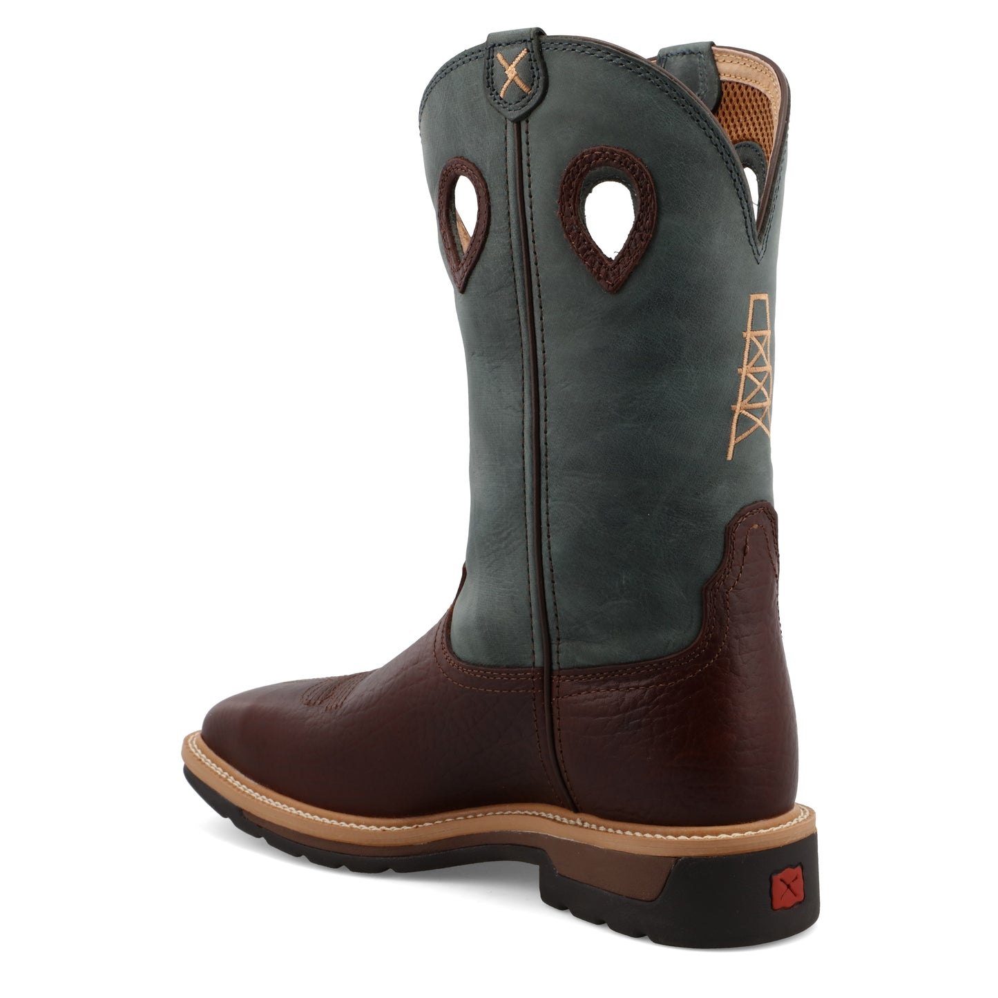 TWISTED X - 12" WESTERN BOOT - OILED COGNAC & BLUE (STEEL TOE) - MLCS006