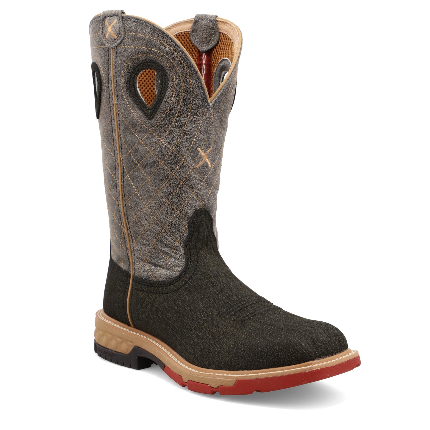 TWISTED X - 12" WESTERN WORK BOOT - CHARCOAL & GRAY (ALLOY TOE) - MXBA002