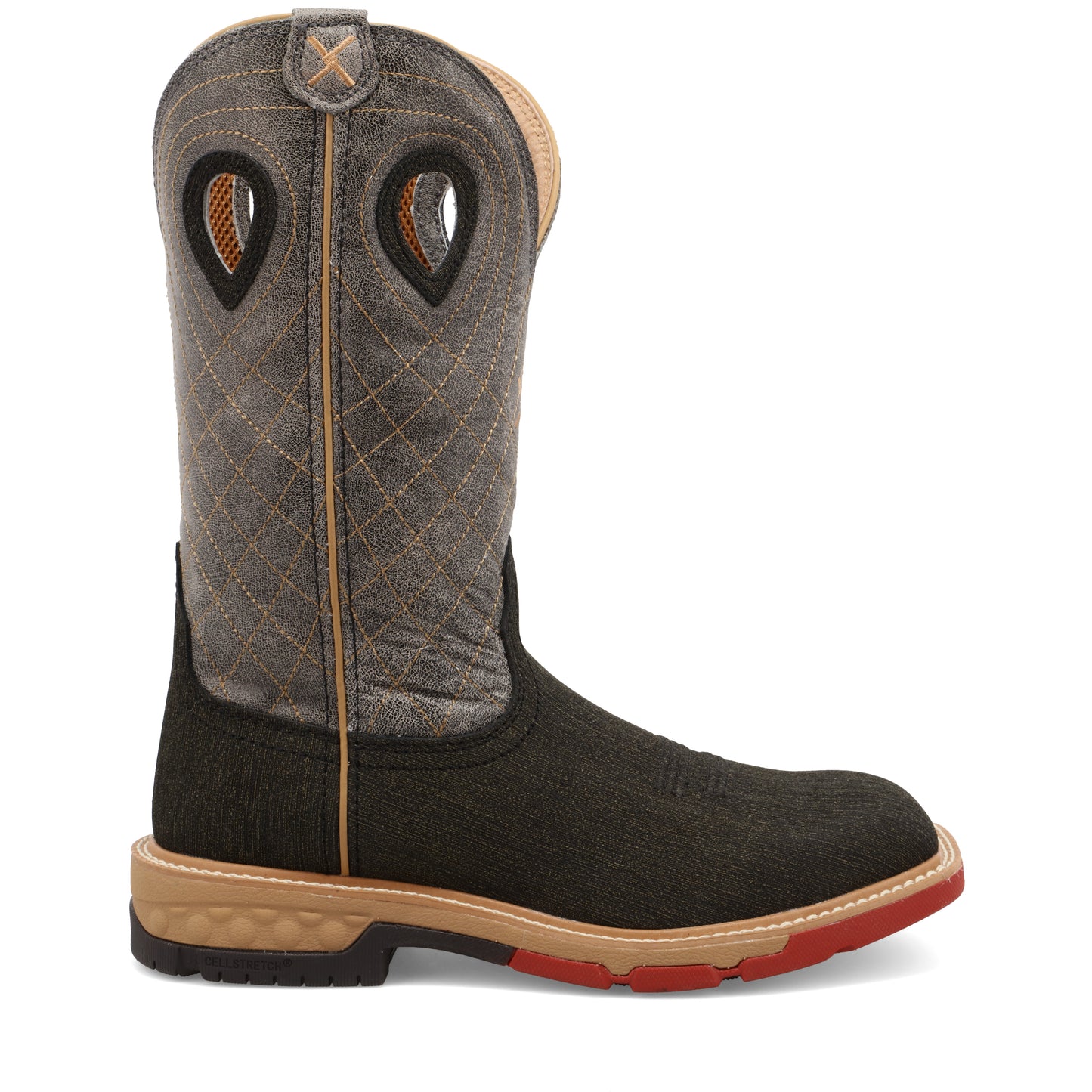 TWISTED X - 12" WESTERN WORK BOOT - CHARCOAL & GRAY (ALLOY TOE) - MXBA002