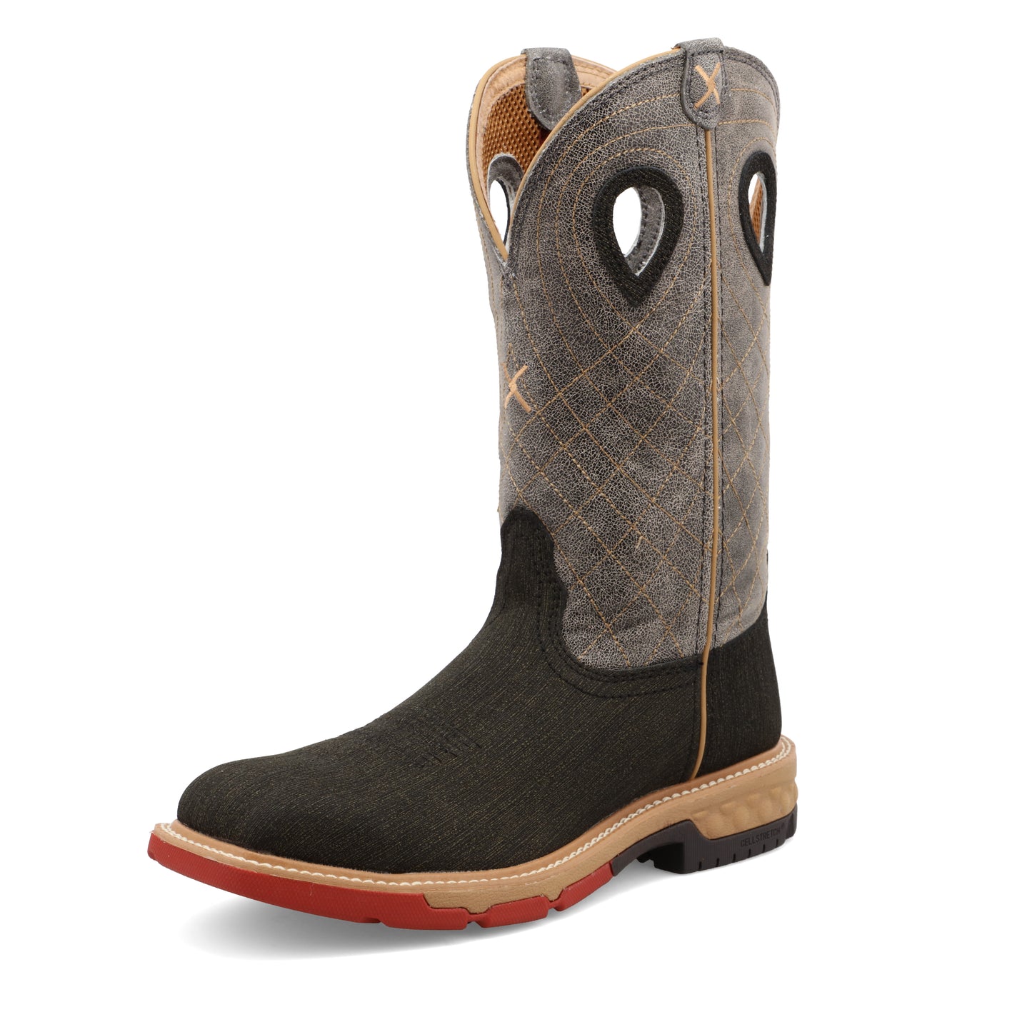 TWISTED X - 12" WESTERN WORK BOOT - CHARCOAL & GRAY (ALLOY TOE) - MXBA002