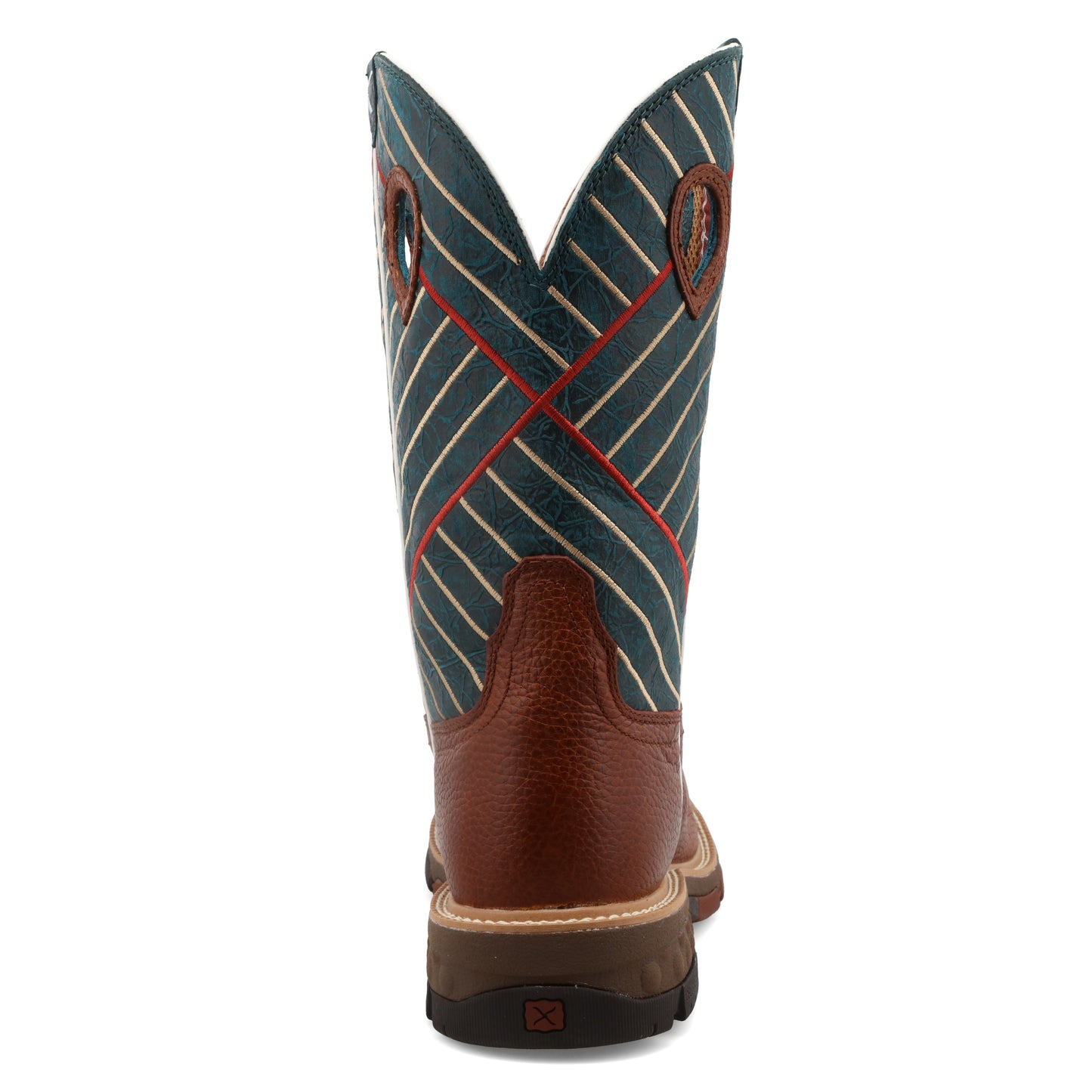 TWISTED X - 12" WESTERN WORK BOOT - COGNAC & DARK GREEN (COMPOSITE TOE) - MXBA004