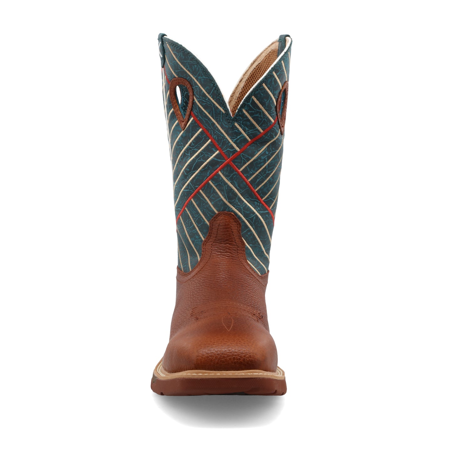 TWISTED X - 12" WESTERN WORK BOOT - COGNAC & DARK GREEN (COMPOSITE TOE) - MXBA004