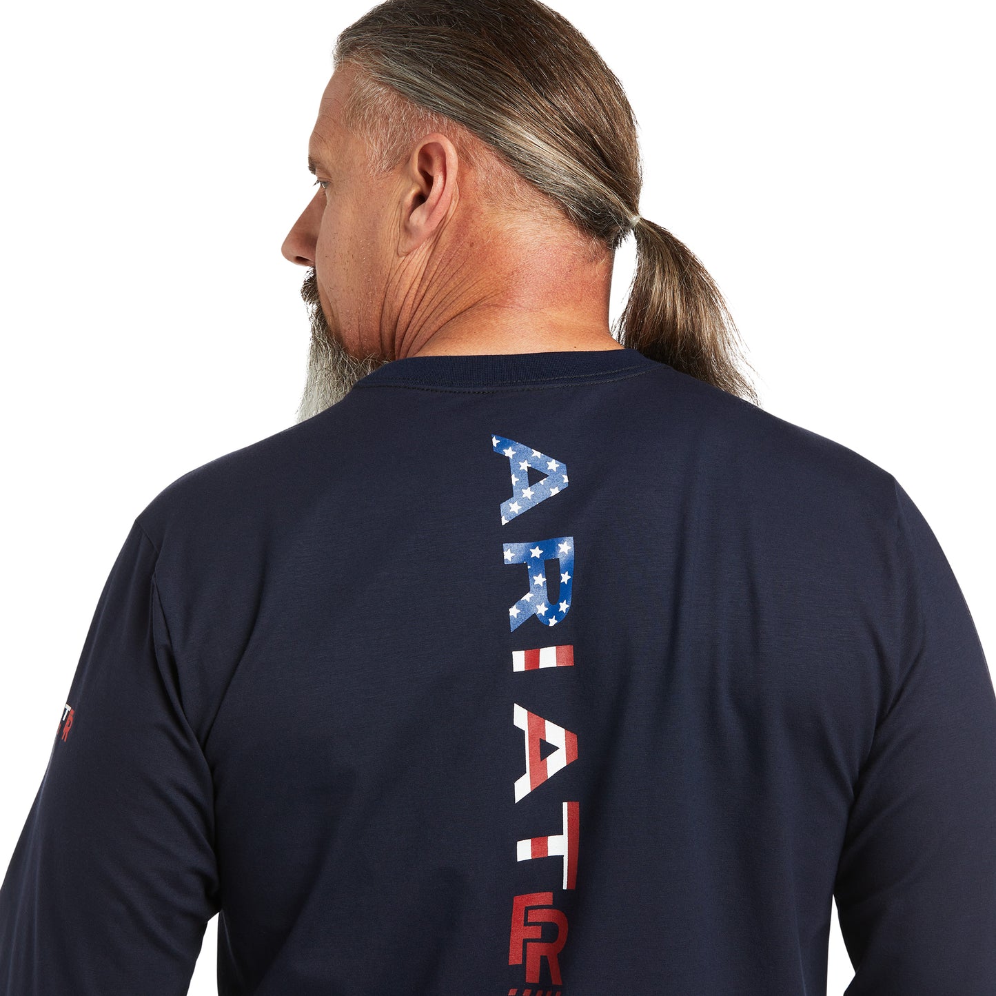 ARIAT FR - MENS FR STRETCH LOGO LS T-SHRT NAVY/USA - 10039294
