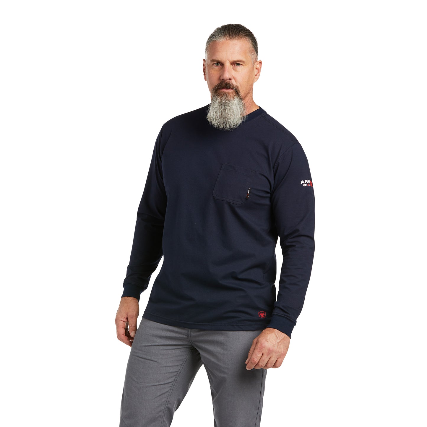 ARIAT FR - MENS FR STRETCH LOGO LS T-SHRT NAVY/USA - 10039294
