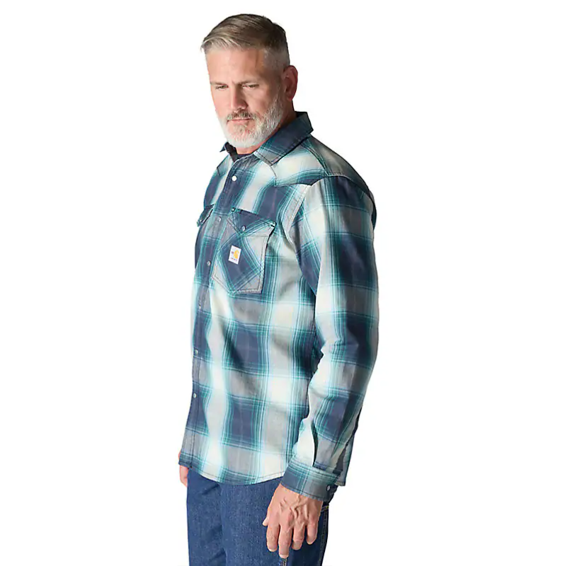 CARHARTT FR - FLAME RESISTANT MONTANA RELAXED FIT MIDWEIGHT TWILL SNAP FRONT PLAID SHIRT - 107070