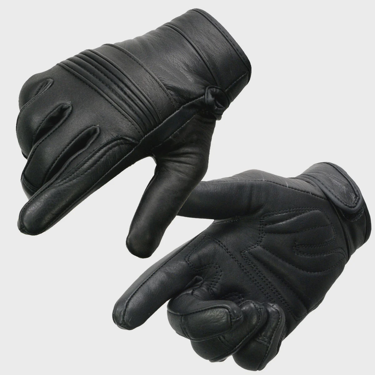MILWAUKEE LEATHER - WOMEN'S BLACK LEATHER GEL PALM MOTORCYCLE GLOVES WITH FLEX KNUCKLES AND COOL-TEC TREATMENT - MG7736