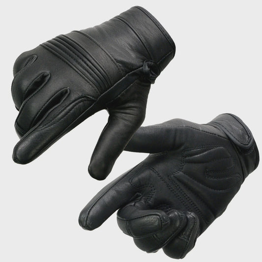 MILWAUKEE LEATHER - WOMEN'S BLACK LEATHER GEL PALM MOTORCYCLE GLOVES WITH FLEX KNUCKLES AND COOL-TEC TREATMENT - MG7736