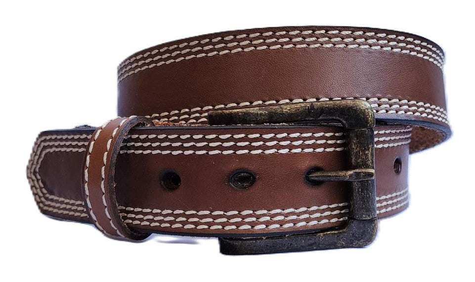 GOLDEN STAG - FULLGRAIN BACKSTRAP LEATHER BELT TRIPLE STITCH - B113