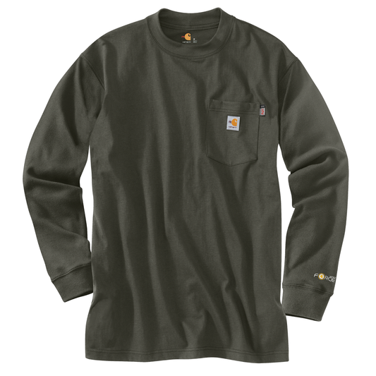 CARHARTT FR - FLAME RESISTANT FORCE COTTON LONG SLEEVE T-SHIRT - 100235-OLV