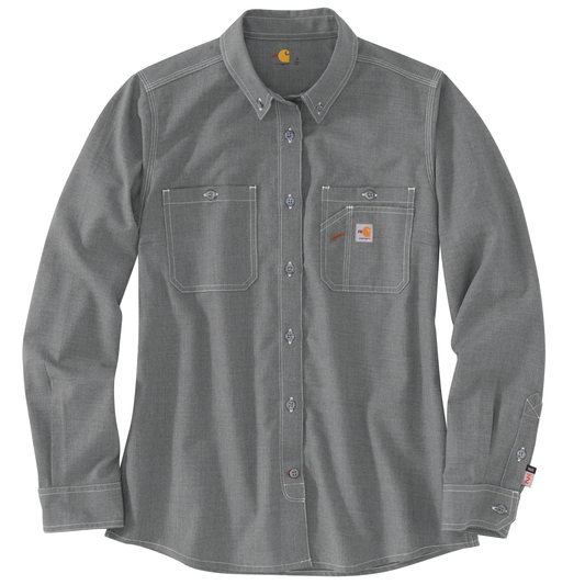 CARHARTT FR - FLAME RESISTANT FORCE RELAXED FIT LIGHTWEIGHT LONG-SLEEVE BUTTON SHIRT - 104147-GRY