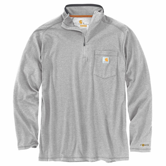 CARHARTT - FORCE RELAXED FIT MIDWEIGHT LONG-SLEEVE QUARTER-ZIP MOCK-NECK T-SHIRT - 104255-HGY