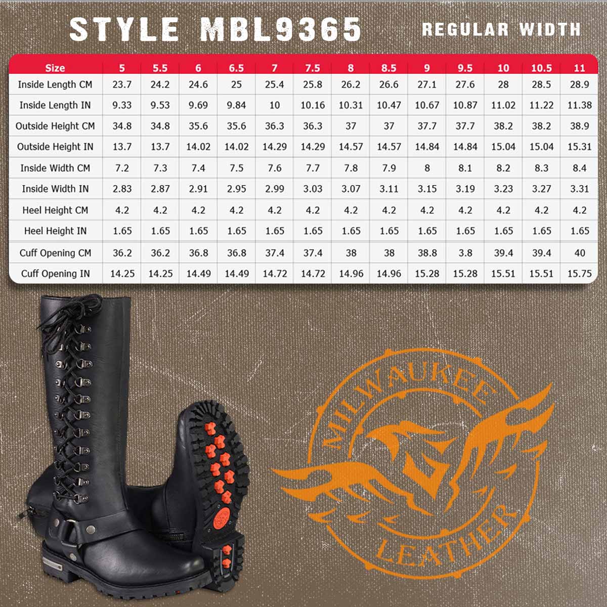 MILWAUKEE LEATHER - WOMEN'S CLASSIC BLACK LEATHER 14-INCH HARNESS SQUARE TOE TALL MOTORCYCLE BOOT - MBL9365