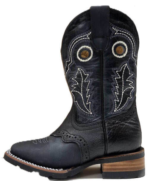 BLACKHAWK - BLACK BULL SHOULDER KIDS WESTERN BOOT - 3001