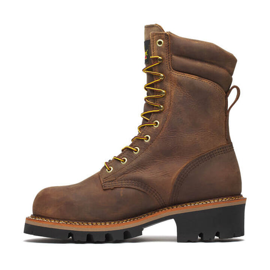THOROGOOD - 9" BROWN STUD HORSE LOGGER - AMERICAN MADE - WATERPROOF (STEEL-TOE)