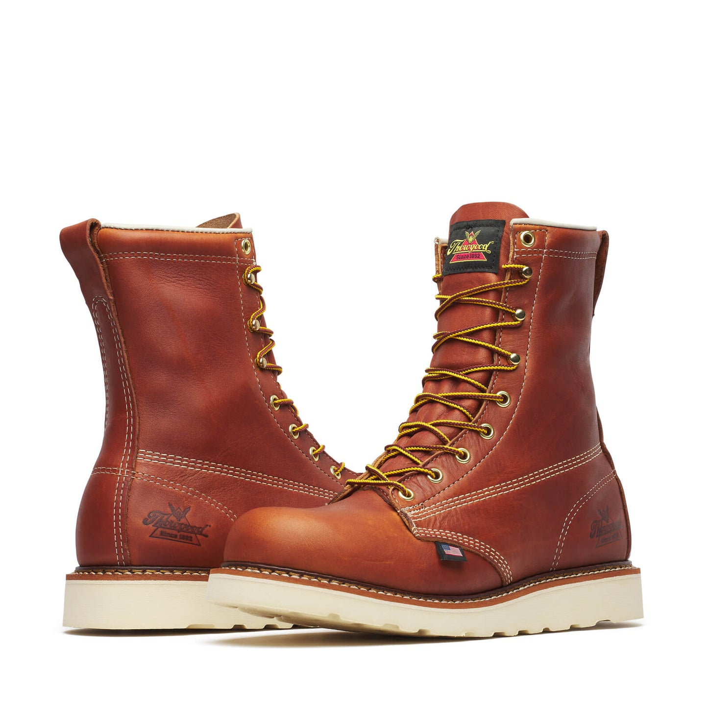 THOROGOOD - 8" AMERICAN HERITAGE TOBACCO PLAIN TOE MAXWEAR WEDGE - AMERICAN MADE