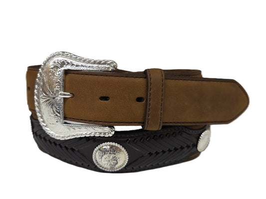 TONY LAMA - DUKE APPLIQ WESTERN BELT - BROWN