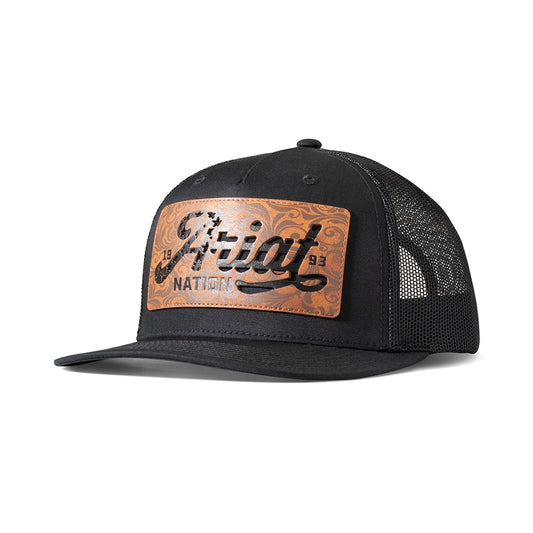 M&F - ARIAT MESH SNAP BACK BLACK & TOOLED LEATHER