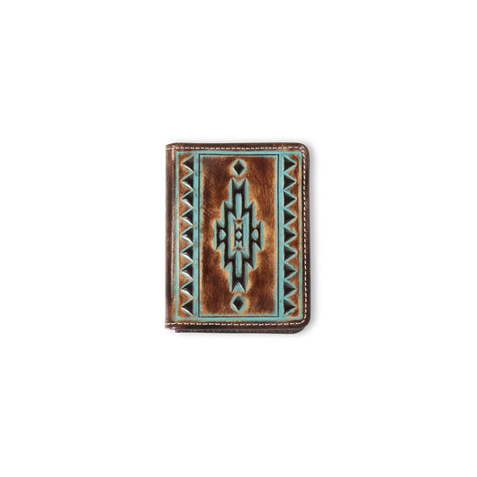 M&F - ARIAT BI-FOLD FLIPCASE WALLET TURQUOISE TRIBAL - A3560102