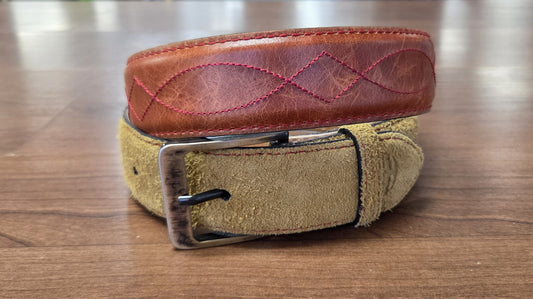 HONDO - BROWN ROUGH-OUT LEATHER BELT - B2645
