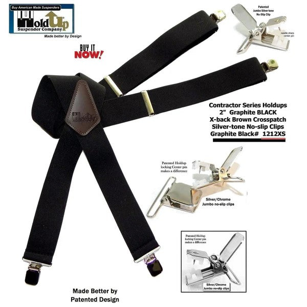 HOLD UP - X-BACK HOLD UP SUSPENDER NO SLIP SILVER CLIPS