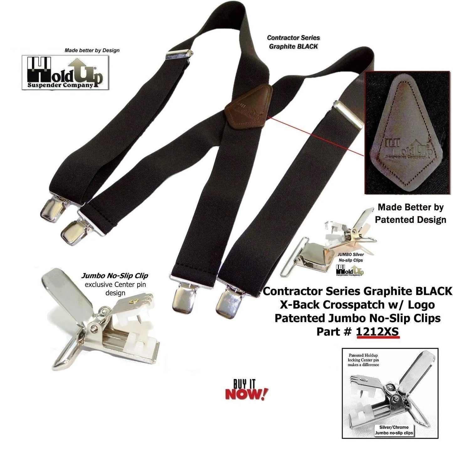 HOLD UP - X-BACK HOLD UP SUSPENDER NO SLIP SILVER CLIPS