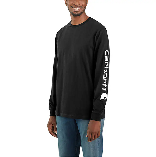 CARHARTT - LOOSE FIT HEAVYWEIGHT LONG-SLEEVE LOGO SLEEVE GRAPHIC T-SHIRT - K231-BLK