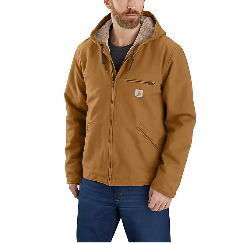 CARHARTT - RELAXED FIT WASHED DUCK SHERPA-LINED JACKET - 104392