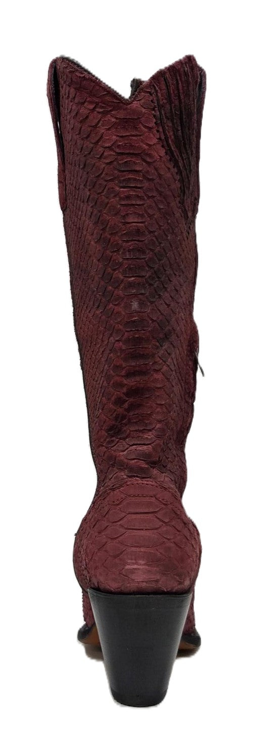 CORRAL - WOMEN'S GENUINE RED FULL PYTHON SNIP TOE TALL TOP WESTERN BOOT - A4194