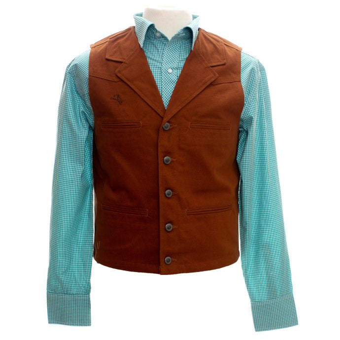 WYOMING TRADERS - BRONCO CANVAS VEST - CINNAMON