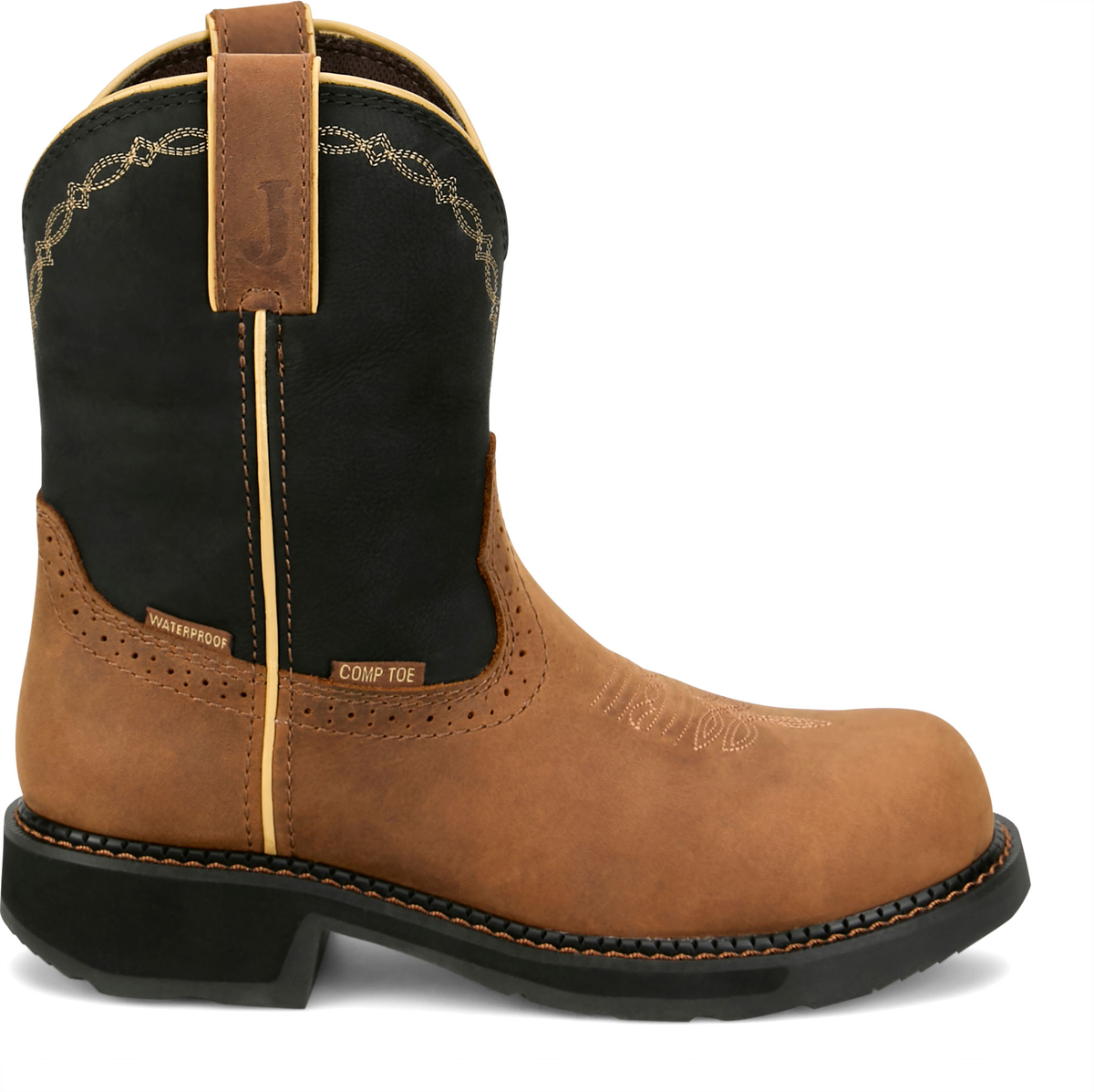 JUSTIN - 8" WOMEN'S DARBY WORK BOOT - WATERPROOF (NANO COMPOSITE) - COGNAC