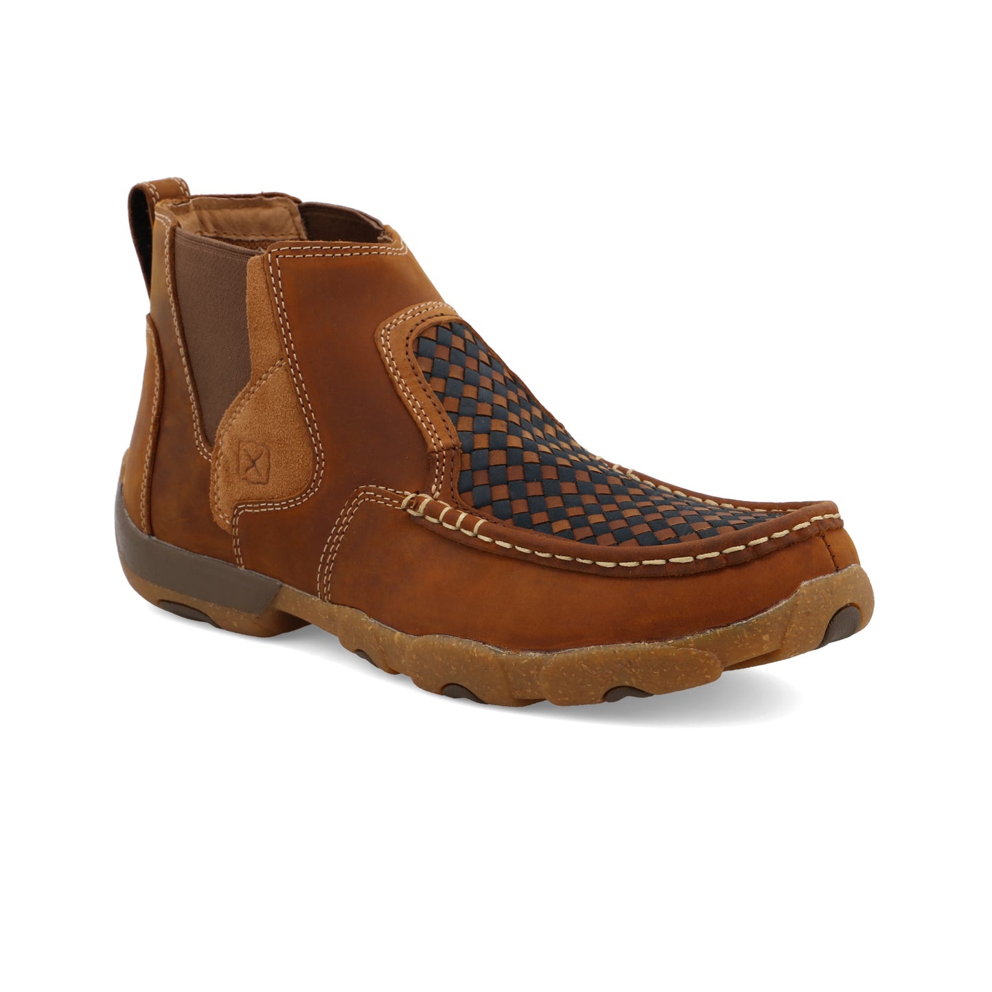 TWISTED X - 4" CHELSEA DRIVING MOC - WOVEN MULTI & OILED SADDLE - MDMG005