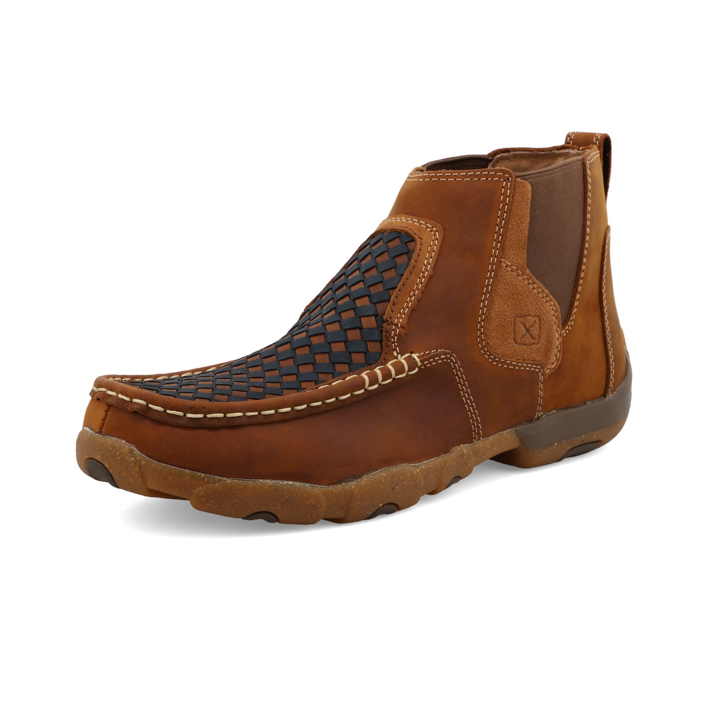 TWISTED X - 4" CHELSEA DRIVING MOC - WOVEN MULTI & OILED SADDLE - MDMG005