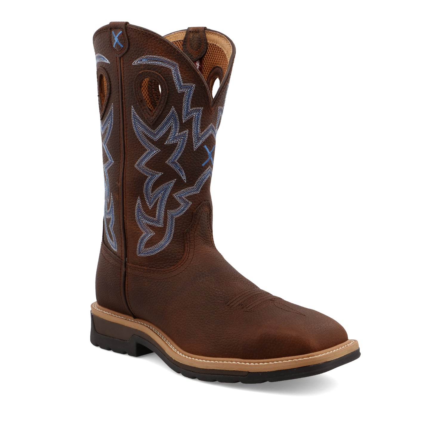 TWISTED X - 12" WESTERN WORK BOOT - BROWN PEBBLE (STEEL TOE) - MLCS003