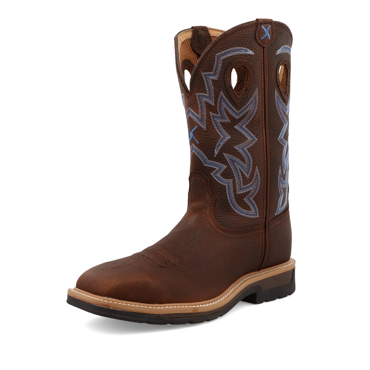 TWISTED X - 12" WESTERN WORK BOOT - BROWN PEBBLE (STEEL TOE) - MLCS003