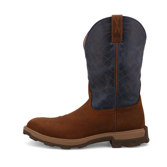 TWISTED X - 11" ULTRALITE X WORK BOOT - MOCHA & DENIM (NANO COMPOSITE TOE) - MULN004