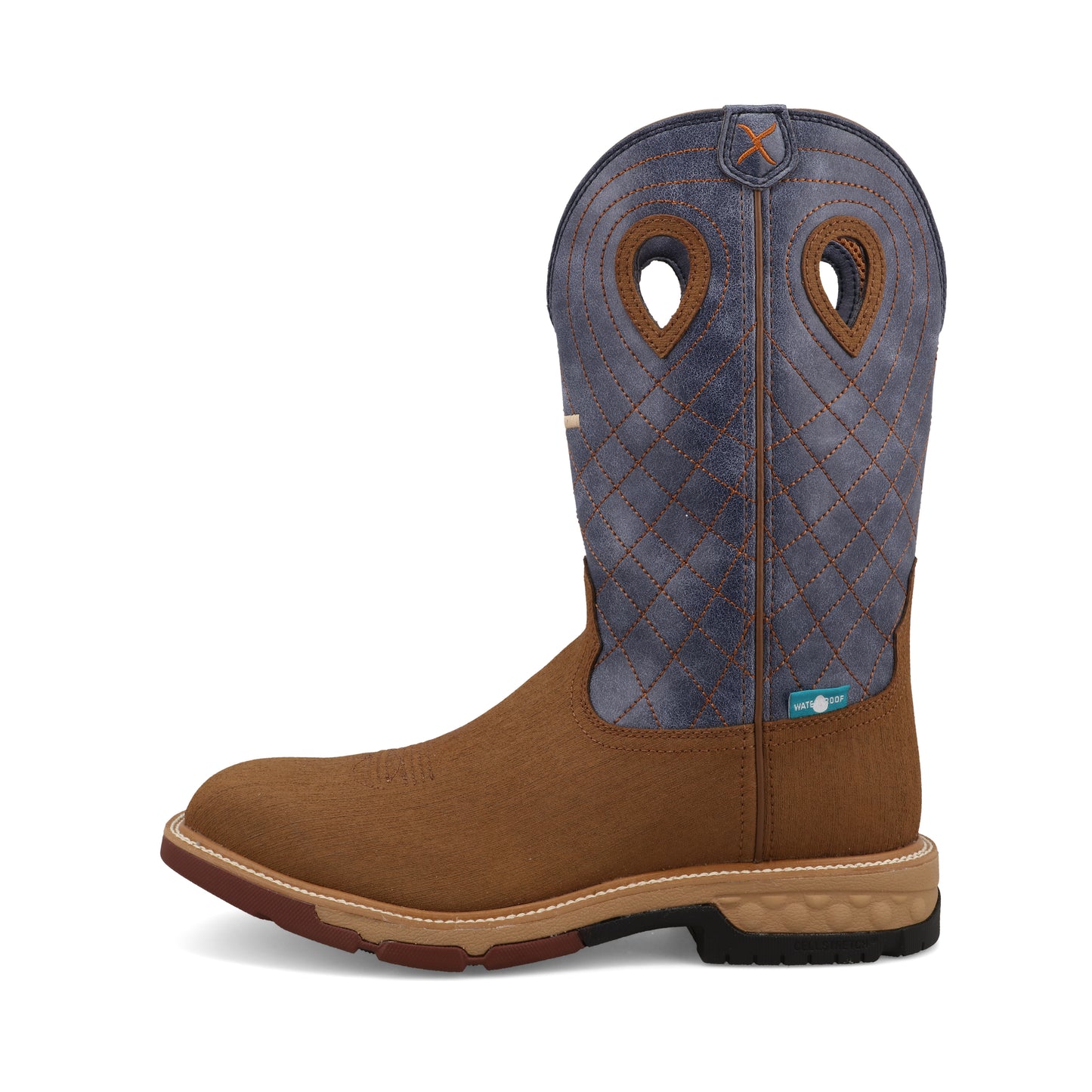 TWISTED X - 12" WESTERN WORK BOOT - CLAY & PEACOCK (COMPOSITE TOE)