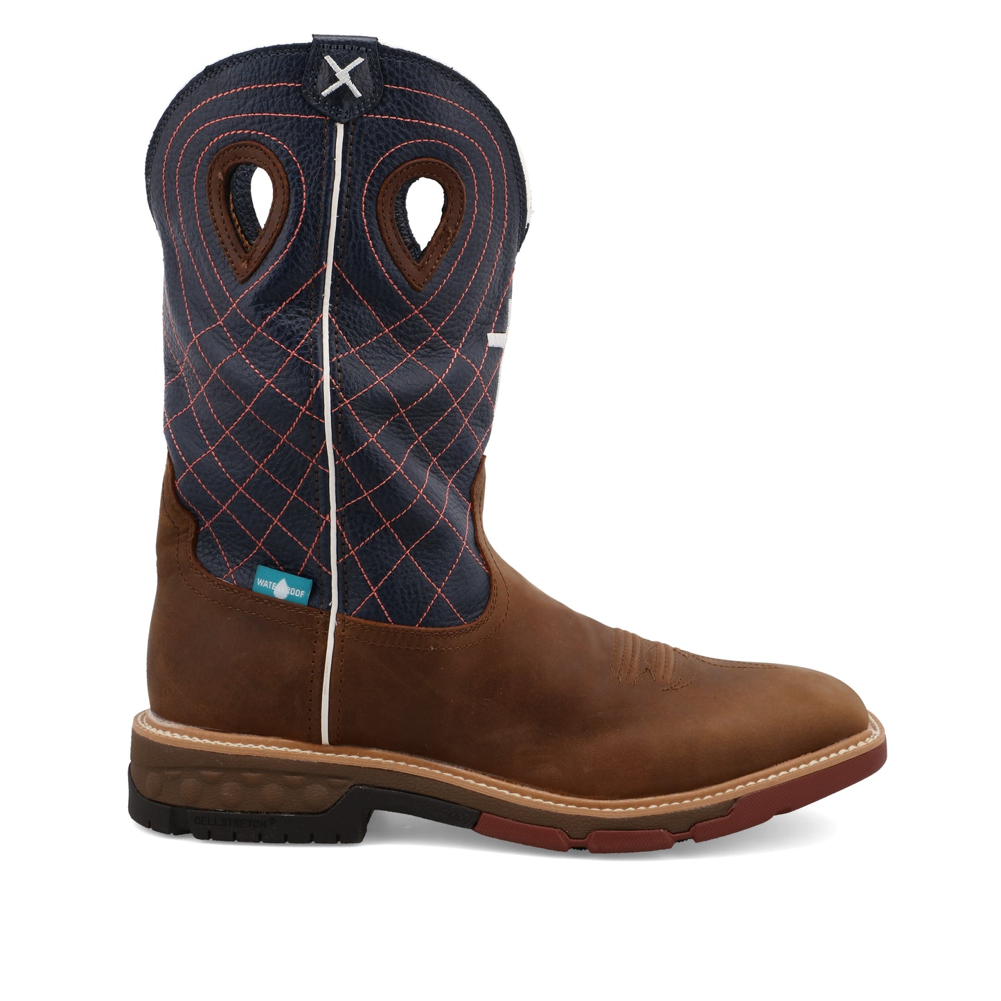 TWISTED X - 12" WESTERN WORK BOOT - MOCHA & NAVY - MXBW001