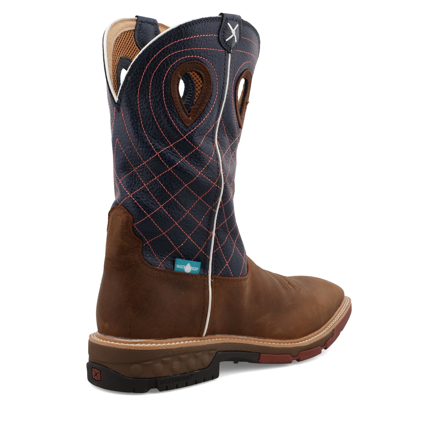 TWISTED X - 12" WESTERN WORK BOOT - MOCHA & NAVY - MXBW001