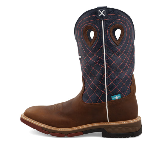 TWISTED X - 12" WESTERN WORK BOOT - MOCHA & NAVY - MXBW001