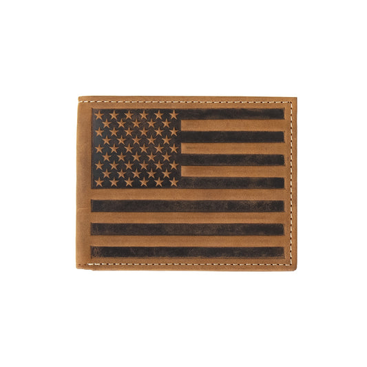 M&F - NOCONA LEATHER BI FOLD WALLET USA FLAG