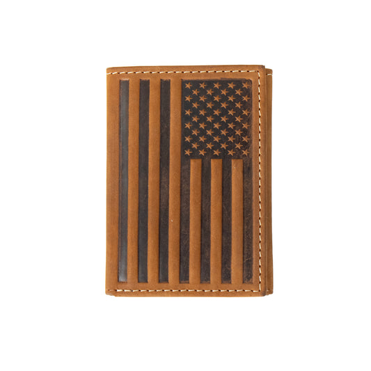 M&F - TRI-FOLD TOP GRAIN LEATHER FLAG WALLET